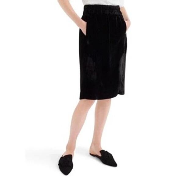 J. Crew Medium Velvet Pull-On Skirt Black - Picture 4 of 10